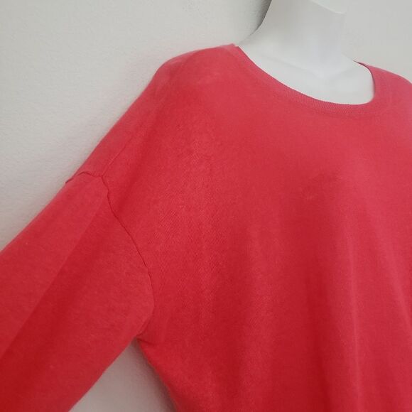 Loft Linen Blend Knit Top Medium Orange Summer Breezy Beachy Flowy Coastal - Picture 3 of 8